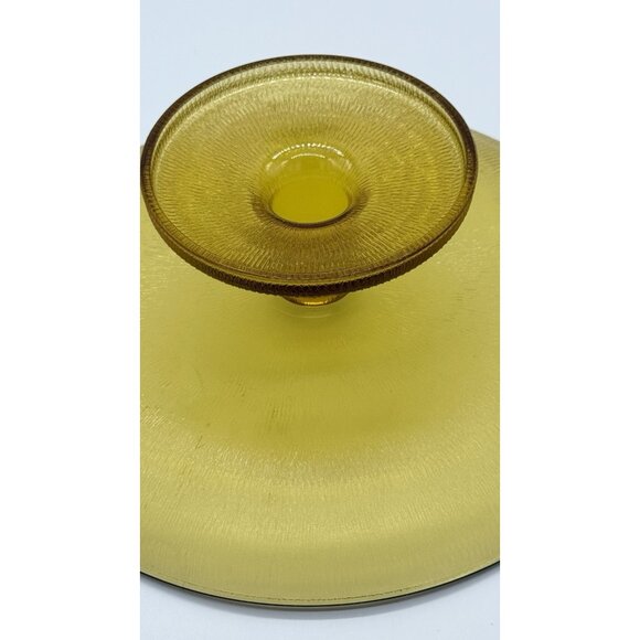 Vintage Imperial Glass Amber Gold Pedestal Textured Cake Plate, Fruit Platter - Picture 7 of 12